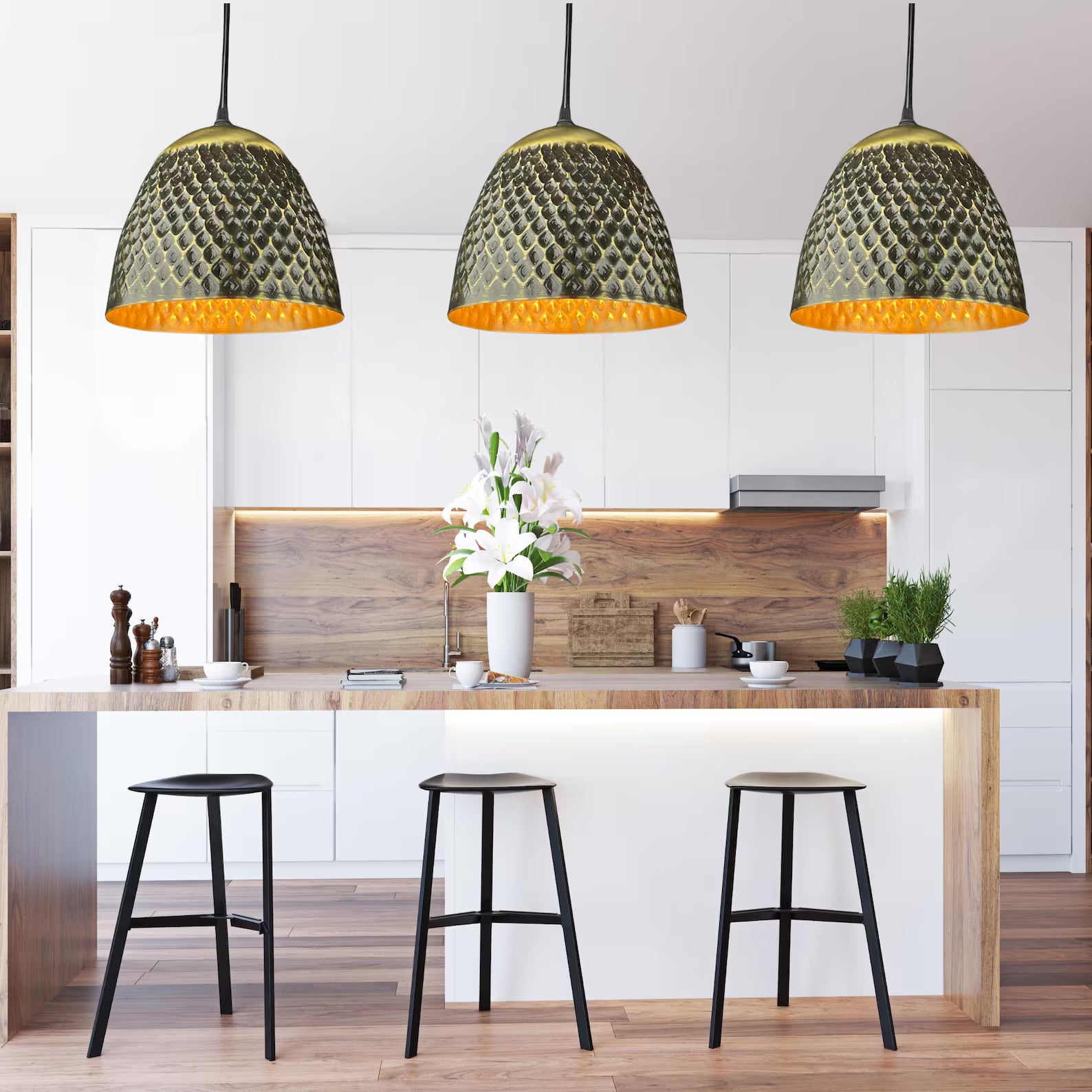 Handmade Hammered Brass Pendant Light - Moroccan Style Dome Lamp - Mettlemix