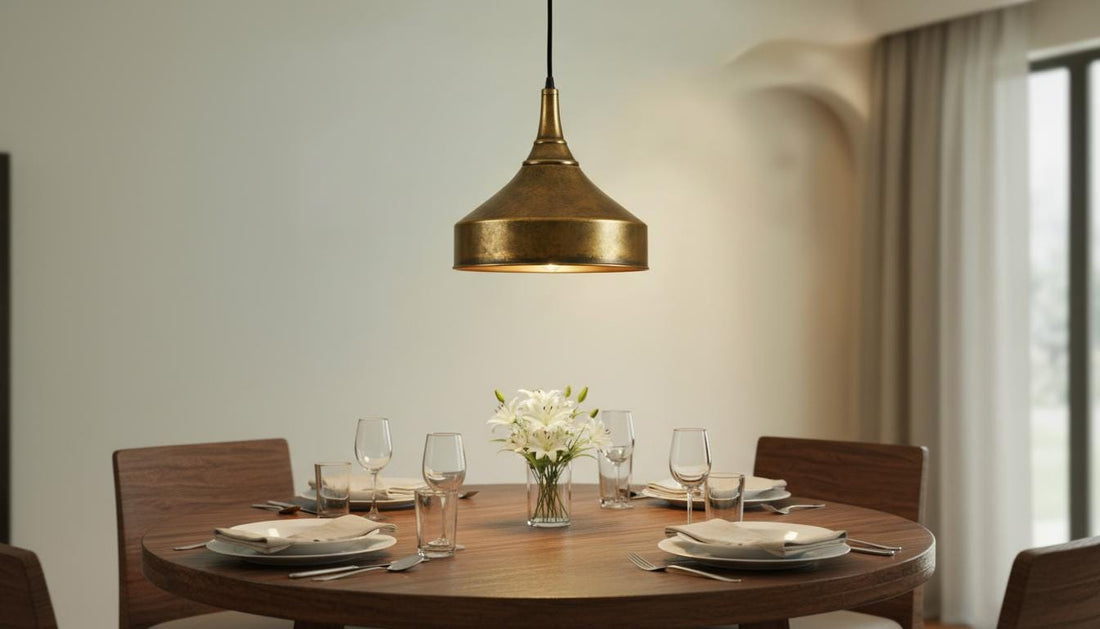 Aged Brass Dome Pendant Light - Antique Kitchen Island Hanging Lamp - Mettlemix