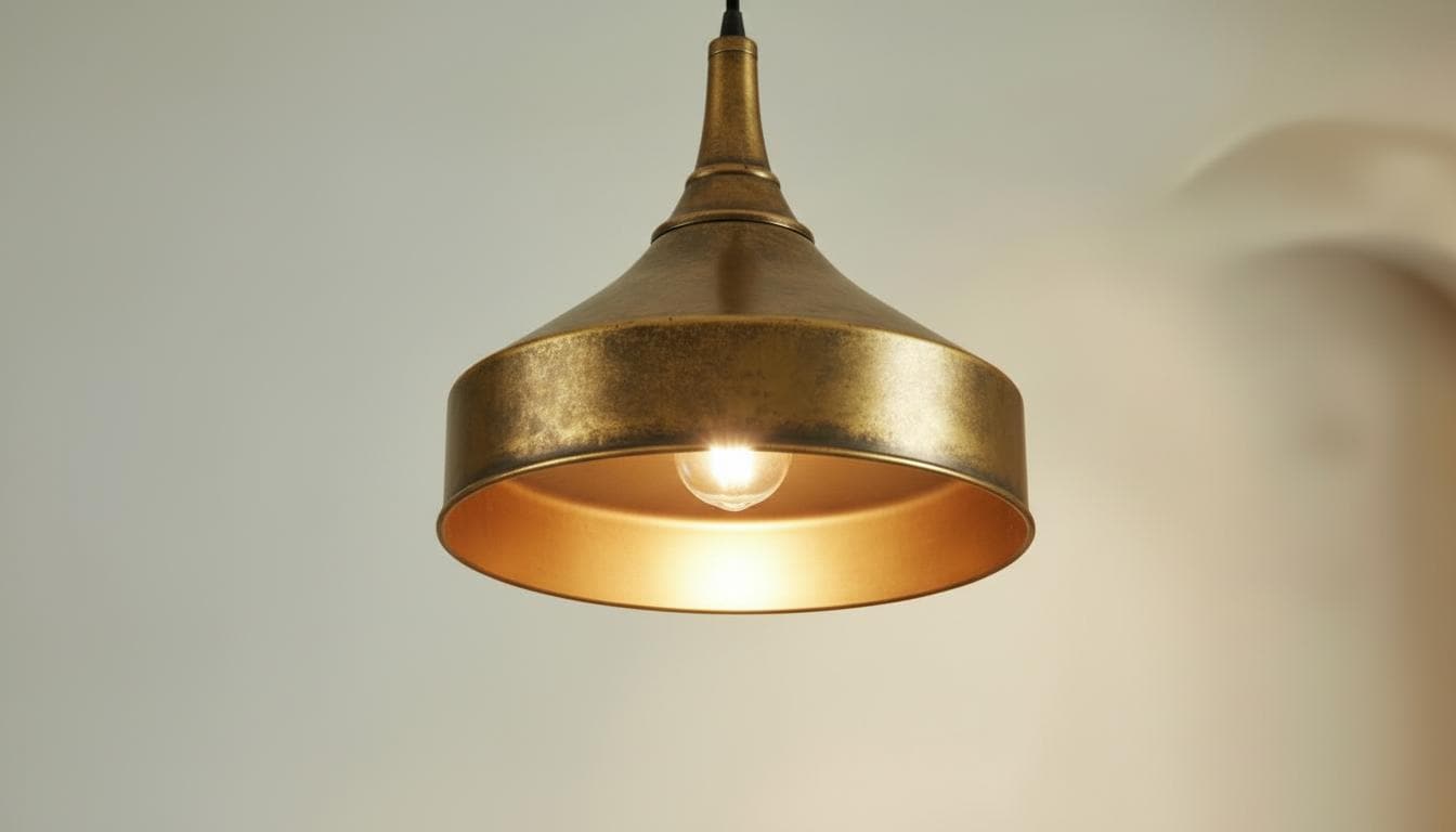 Aged Brass Dome Pendant Light - Antique Kitchen Island Hanging Lamp - Mettlemix