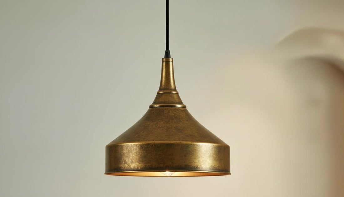 Aged Brass Dome Pendant Light - Antique Kitchen Island Hanging Lamp - Mettlemix