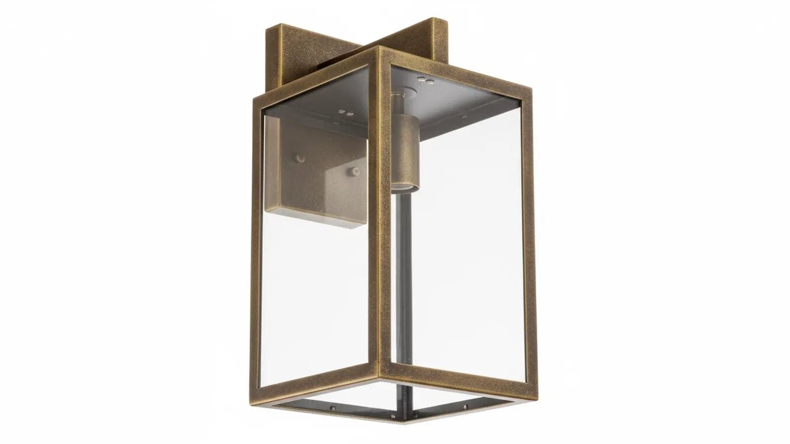 Antique Brass Box Lantern Wall Sconce - Modern Farmhouse Light - Mettlemix