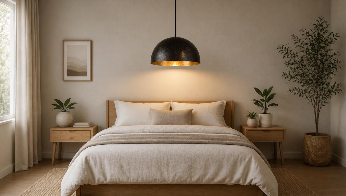 Antique Brass Dome Ceiling Lamp, Black Hammered Brass Pendant Light, Gold Interior Kitchen Island Fixture, Moody Modern Boho Hanging Light - Mettlemix