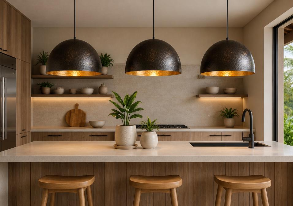 Antique Brass Dome Ceiling Lamp, Black Hammered Brass Pendant Light, Gold Interior Kitchen Island Fixture, Moody Modern Boho Hanging Light - Mettlemix