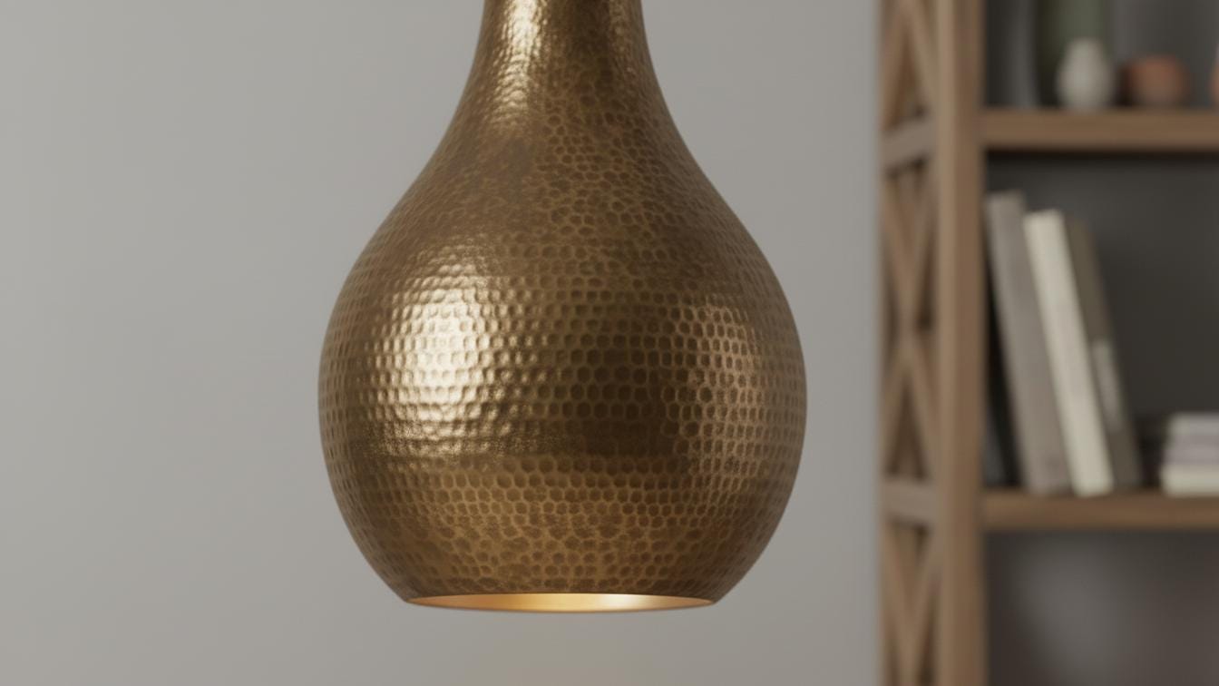 Antique Brass Hammered Teardrop Pendant Light - Moroccan Ceiling Lamp - Mettlemix