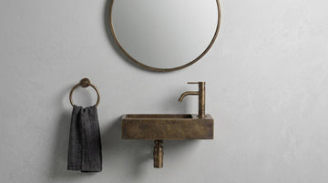 Antique Brass Sink, Wall Mounted Floating Basin, Smooth Rectangular Sink, Bathroom Vanity Washbasin, Custom Handcrafted Copper Wash Sink - Mettlemix