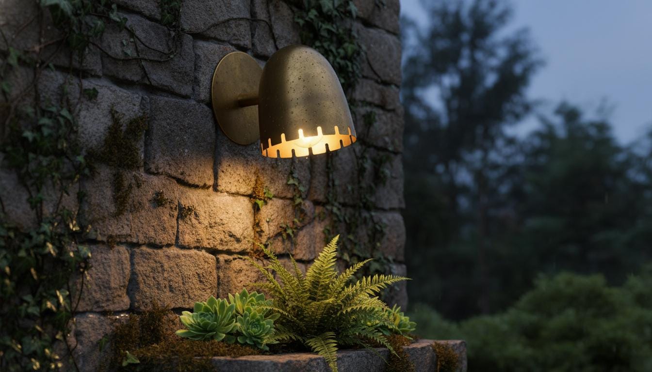 Antique Brass Wall Sconce - Mid-Century Cut Dome Lamp - Mettlemix