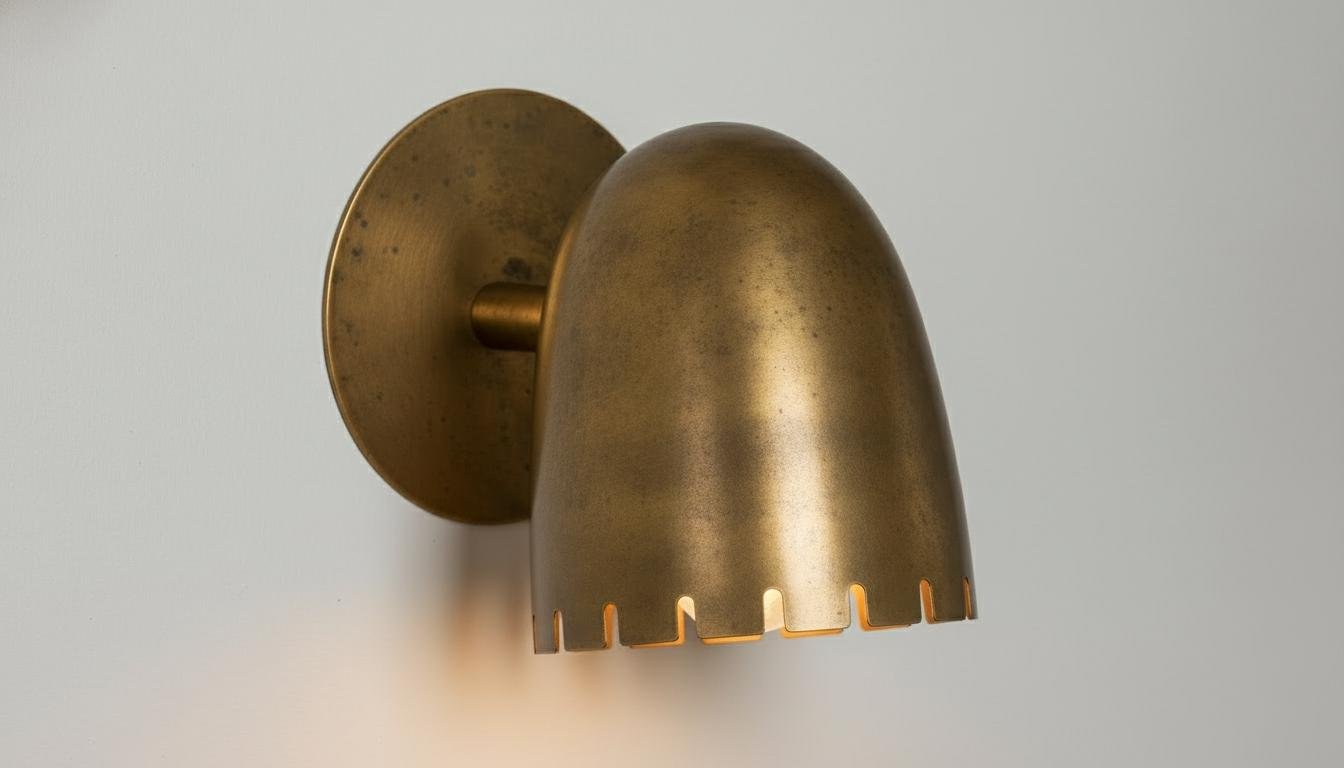 Antique Brass Wall Sconce - Mid-Century Cut Dome Lamp - Mettlemix