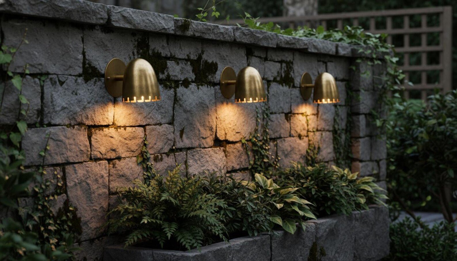 Antique Brass Wall Sconce - Mid-Century Cut Dome Lamp - Mettlemix