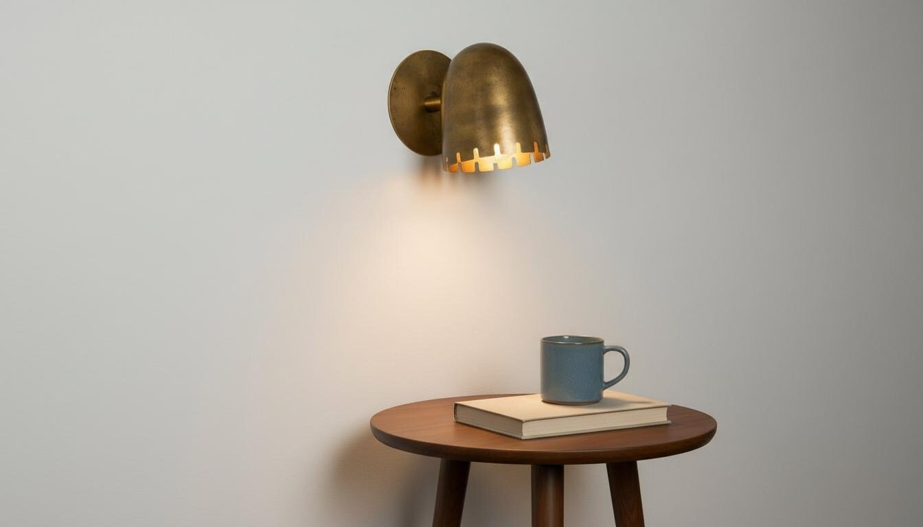 Antique Brass Wall Sconce - Mid-Century Cut Dome Lamp - Mettlemix