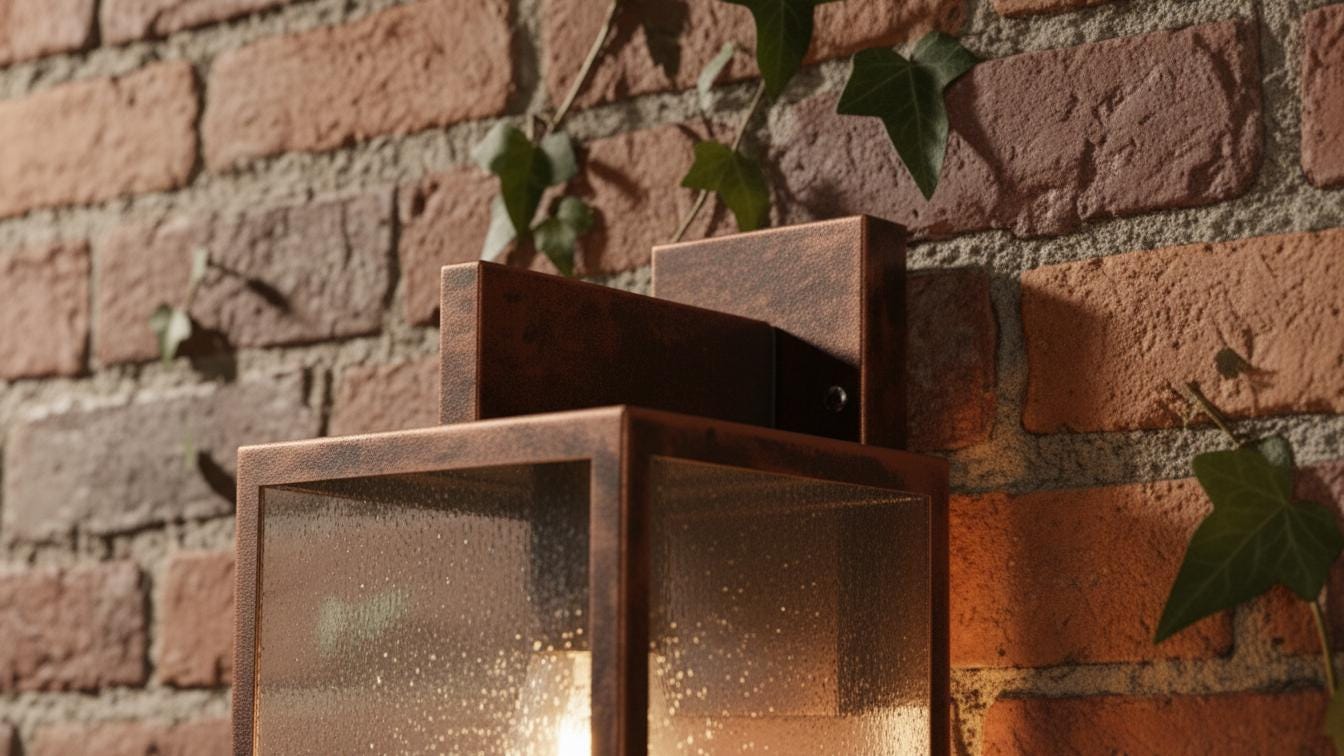 Antique Copper Box Lantern - Rustic Outdoor Wall Sconce - Mettlemix