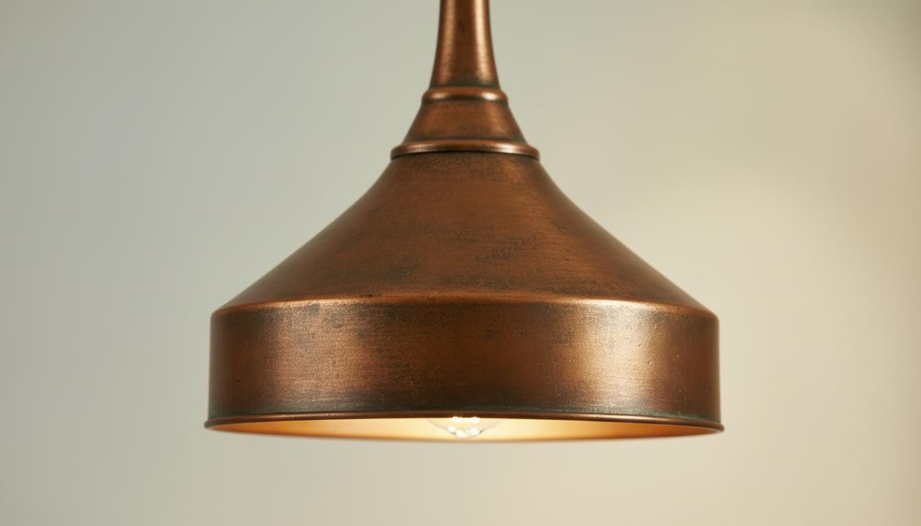 Antique Copper Dome Pendant Light - Rustic Vintage Ceiling Lamp - Mettlemix