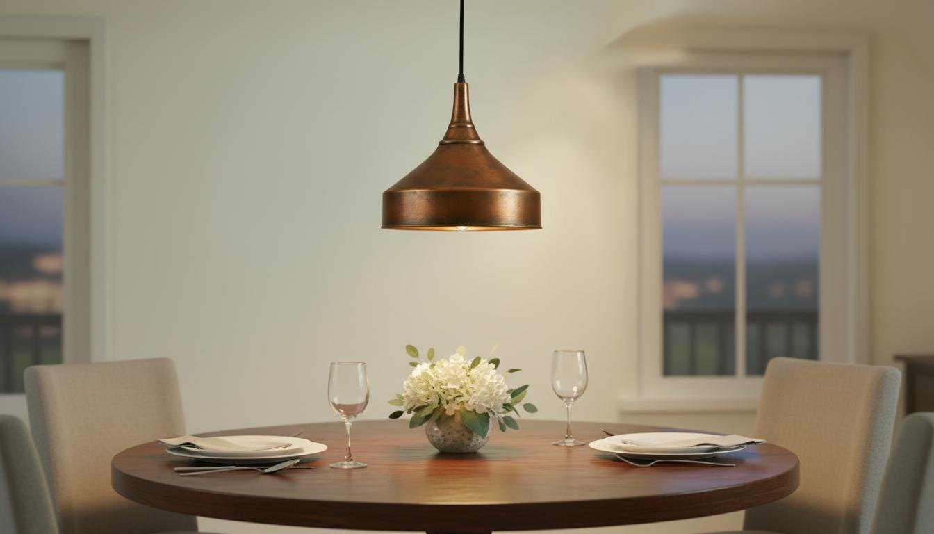 Antique Copper Dome Pendant Light - Rustic Vintage Ceiling Lamp - Mettlemix