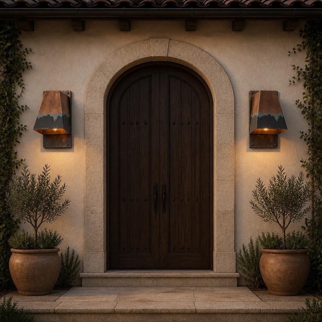 Antique Copper Outdoor Wall Sconce | Handcrafted Exterior Lantern Light | Rustic Front Porch Lighting | Custom Indoor black Patina Wall Lamp - Mettlemix