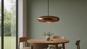 Antique Copper Oxidized Pendant Light - Hand Hammered Saucer Hanging - Mettlemix