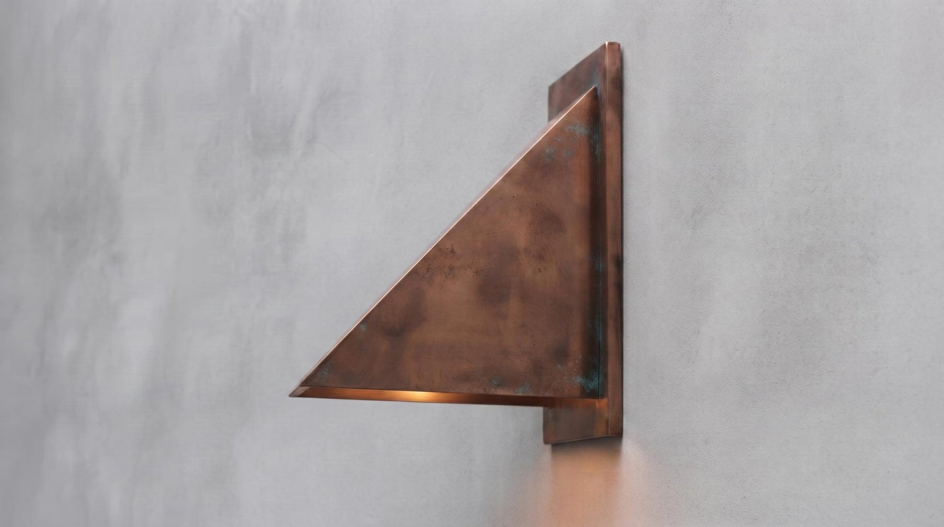 Antique Copper Wall Sconce, Aged Patina Wedge Wall Light, Rustic Indoor Outdoor Sconce, Handmade Farmhouse Porch Entryway Light - Mettlemix
