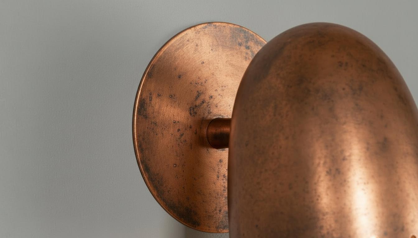 Antique Copper Wall Sconce - Mid-Century Cut Dome Shade - Mettlemix