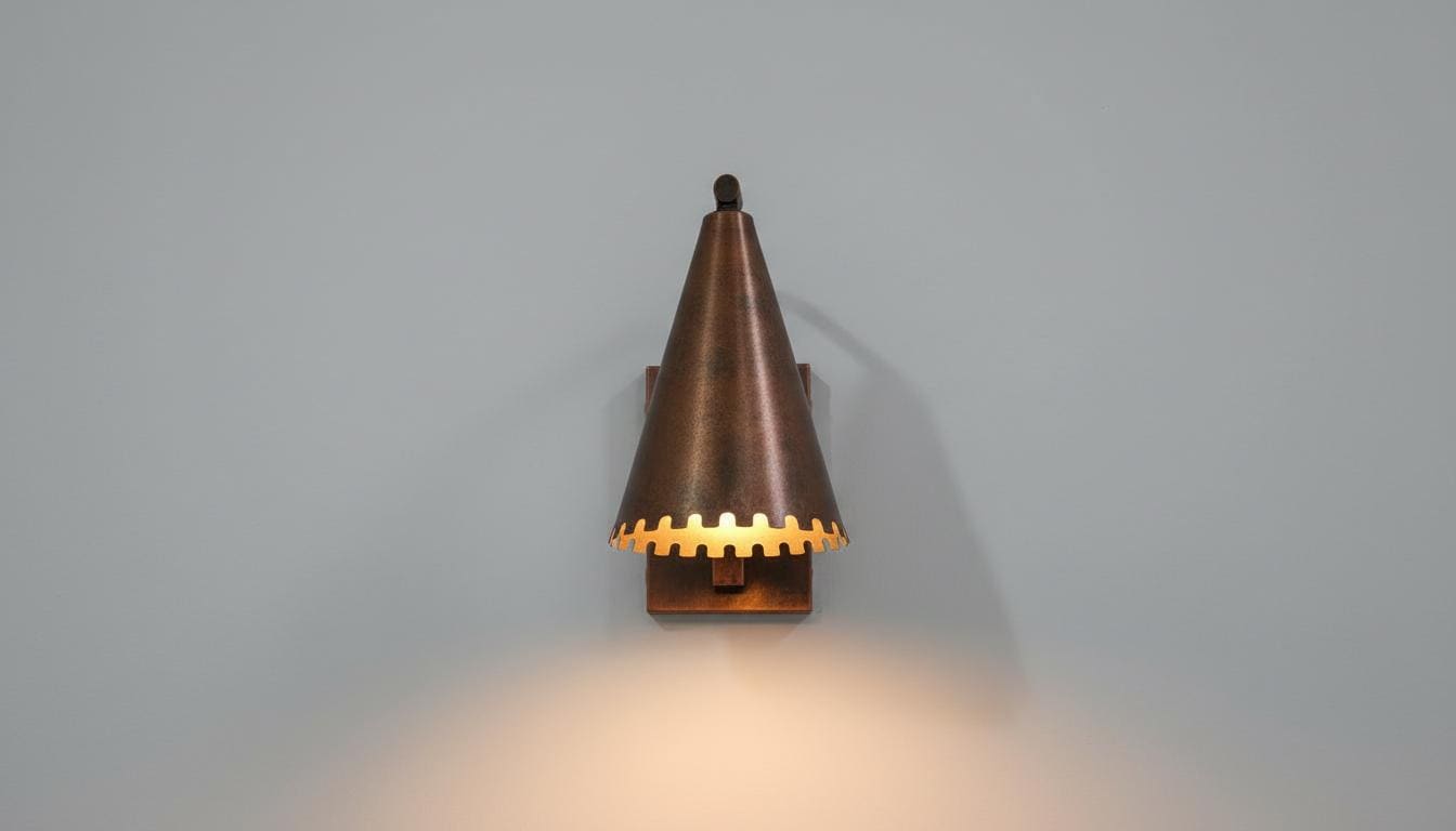 Antique Copper Wall Sconce - Rustic Handcrafted Cone Lamp - Mettlemix