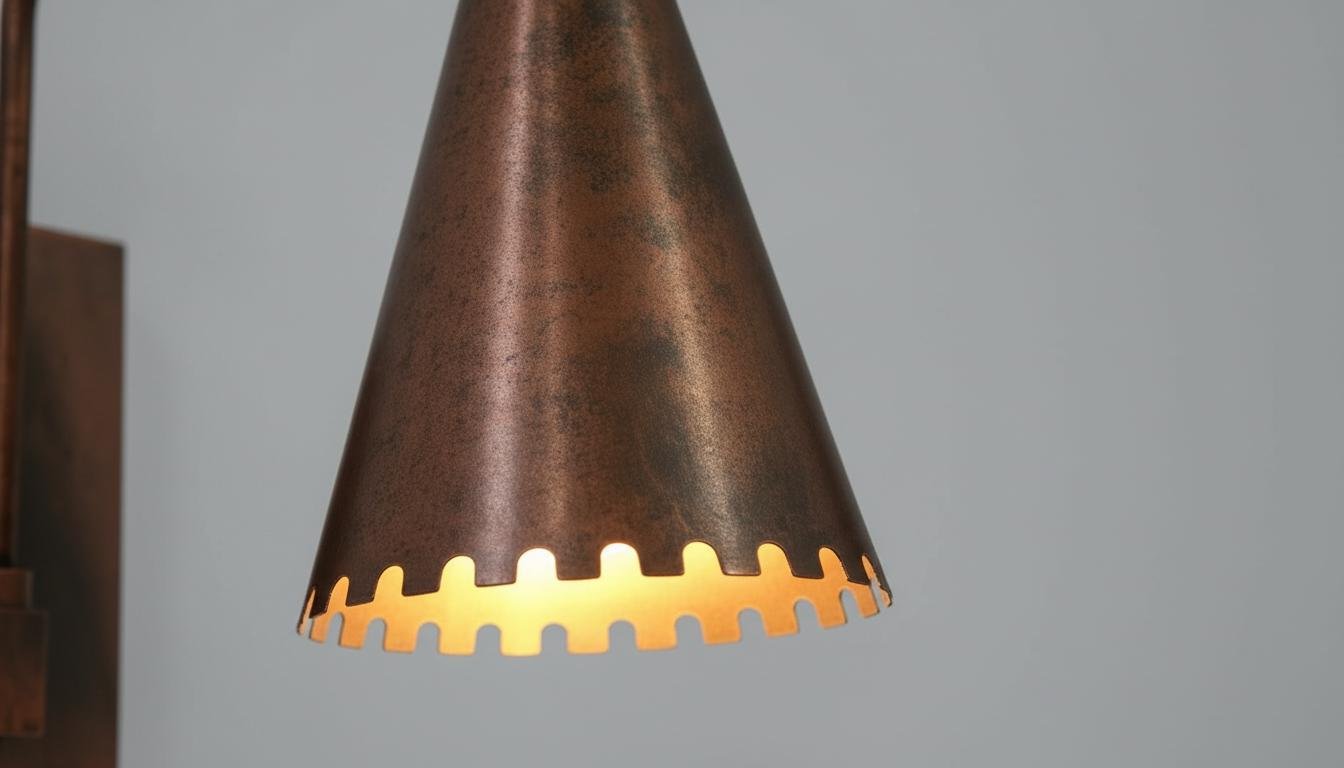 Antique Copper Wall Sconce - Rustic Handcrafted Cone Lamp - Mettlemix