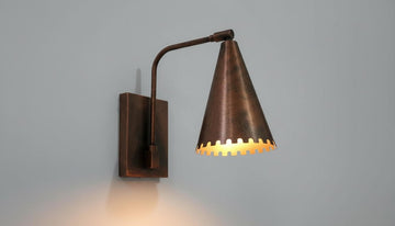 Antique Copper Wall Sconce - Rustic Handcrafted Cone Lamp - Mettlemix