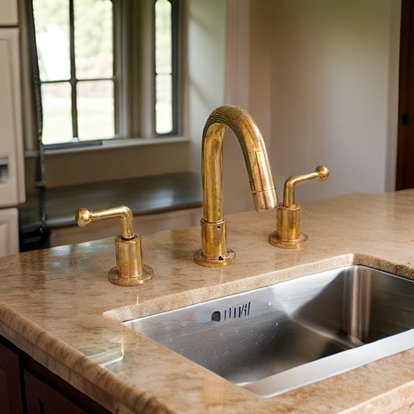 Antique Unlacquered Brass 3-Hole Bathroom Faucet - Deck Mounted - Mettlemix