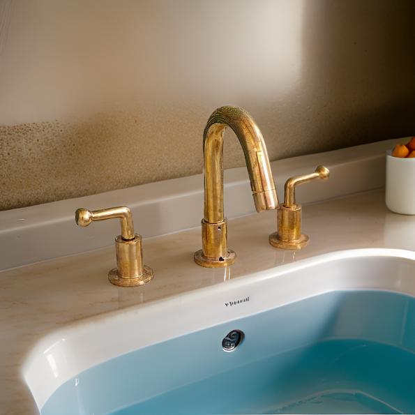 Antique Unlacquered Brass 3-Hole Bathroom Faucet - Deck Mounted - Mettlemix