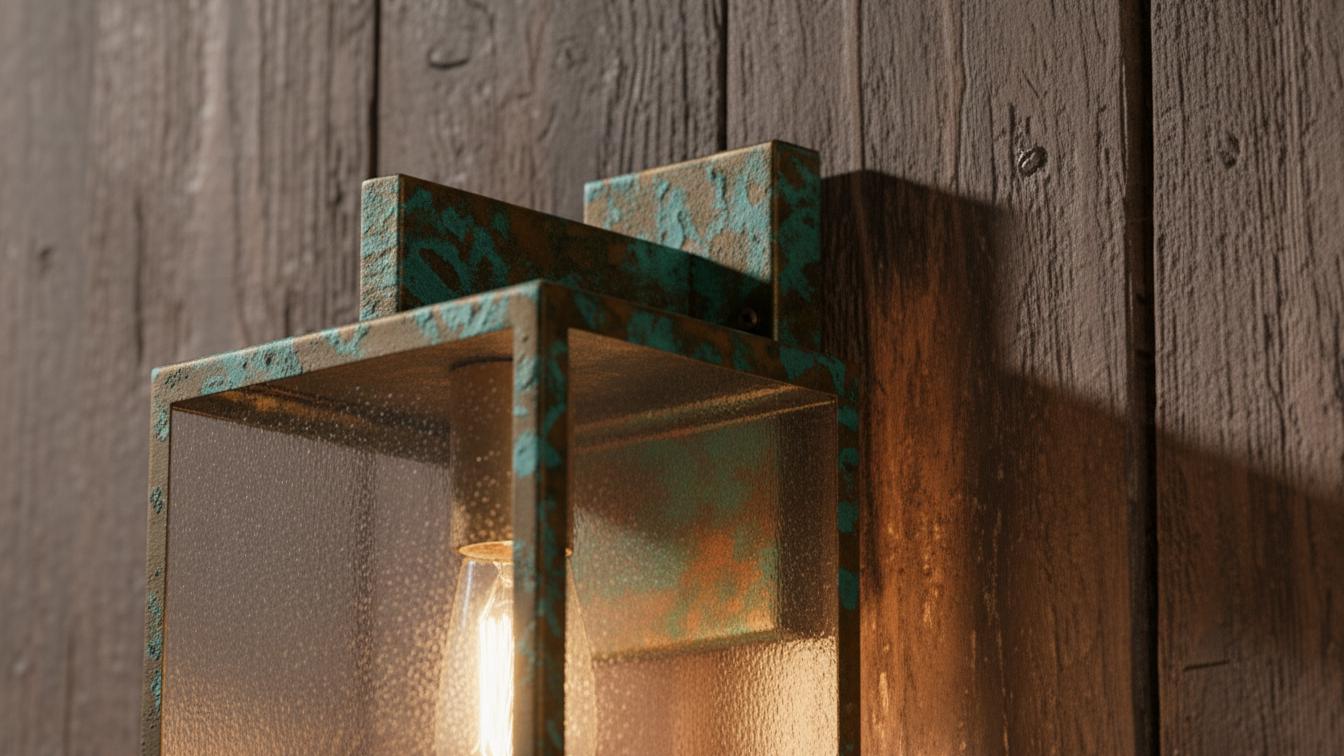 Antique Verdigris Brass Box Lantern - Outdoor Wall Sconce - Mettlemix