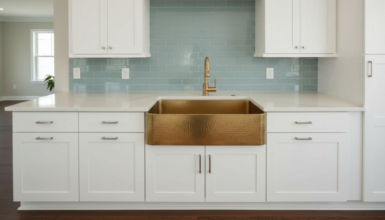 Apron Front Hammered Brass Farmhouse Sink - Luxury Kitchen Basin - Mettlemix