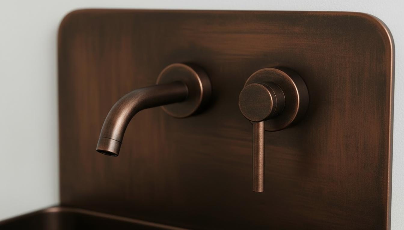 Artisanal Oil Rubbed Copper Wall Mounted Bathroom Sink - Luxury Farmhouse Vanity basin - Mettlemix