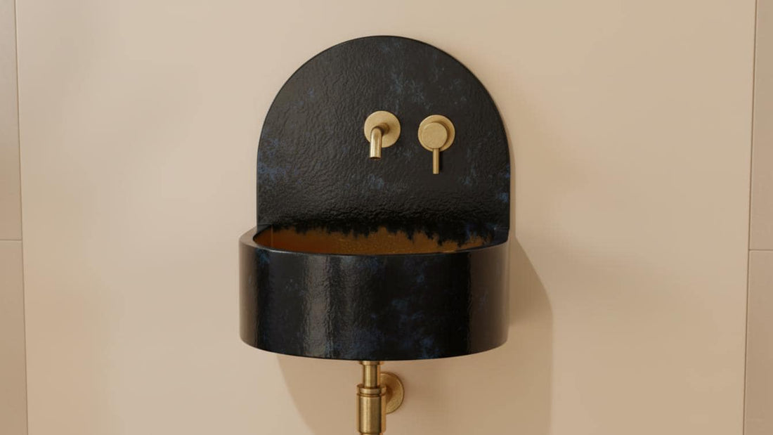 Black and Blue Patina Brass Wall Sink - Luxury Industrial Basin - Mettlemix