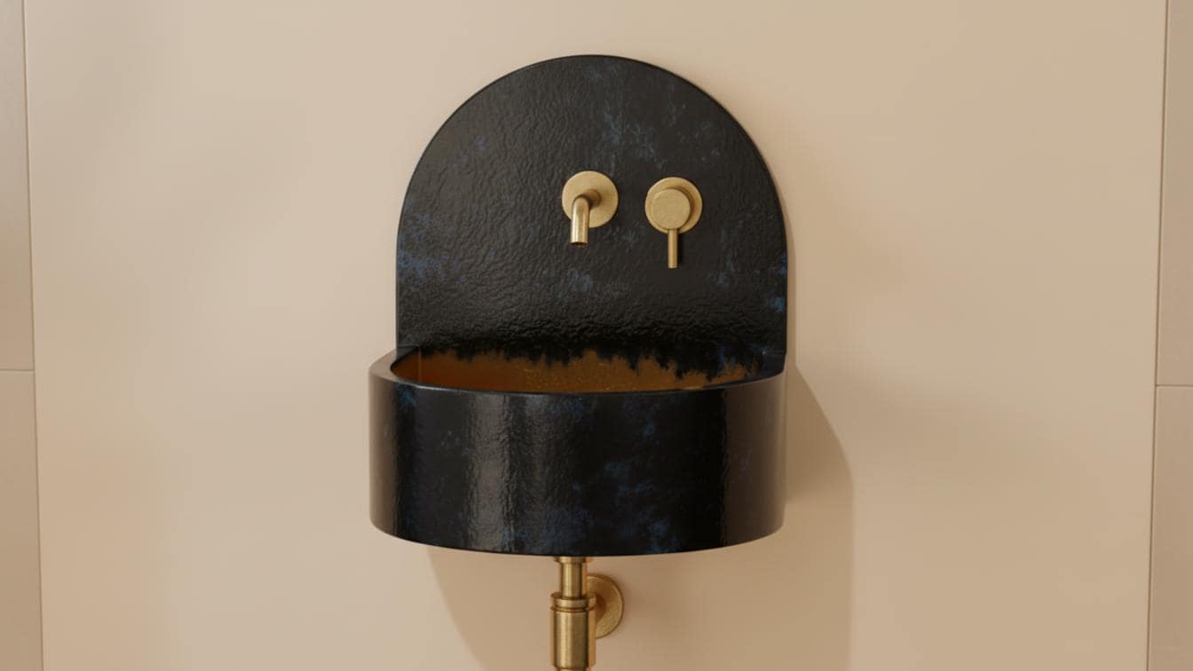 Black and Blue Patina Brass Wall Sink - Luxury Industrial Basin - Mettlemix