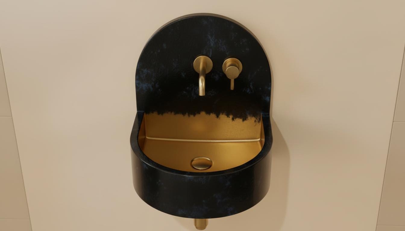 Black and Blue Patina Brass Wall Sink - Luxury Industrial Basin - Mettlemix