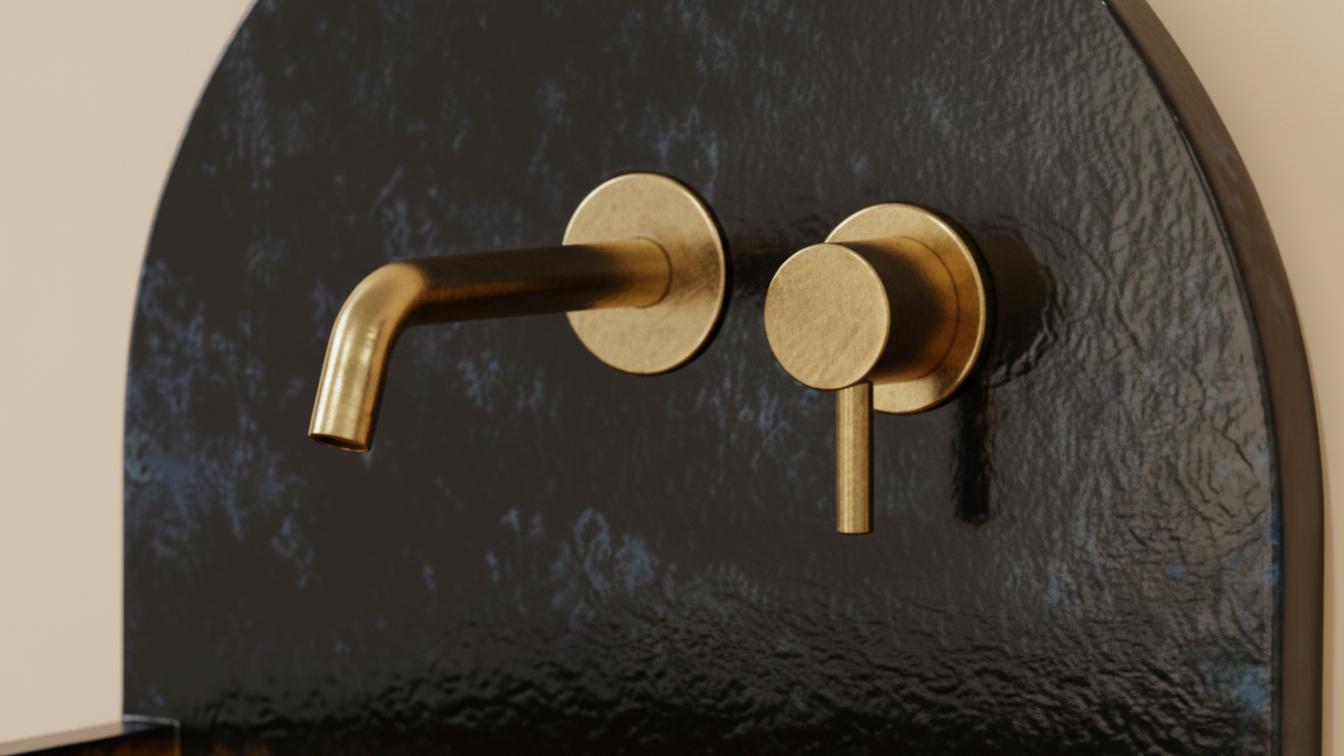 Black and Blue Patina Brass Wall Sink - Luxury Industrial Basin - Mettlemix