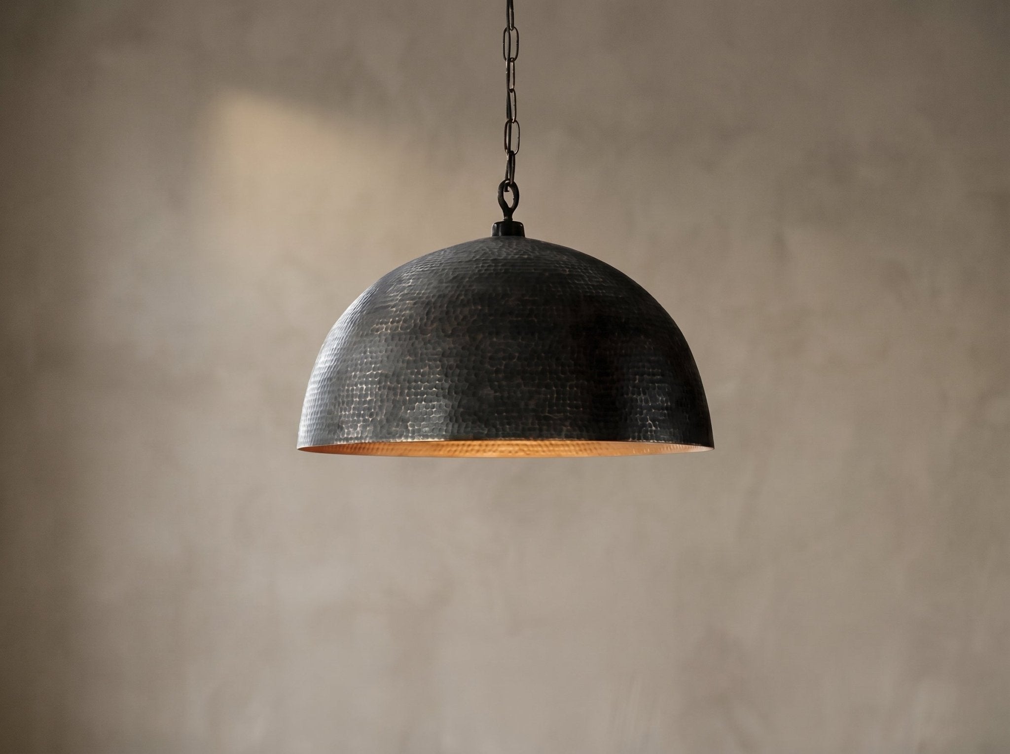 Black Farmhouse Copper Pendant Light - Patina Hanging Lampshade - Mettlemix