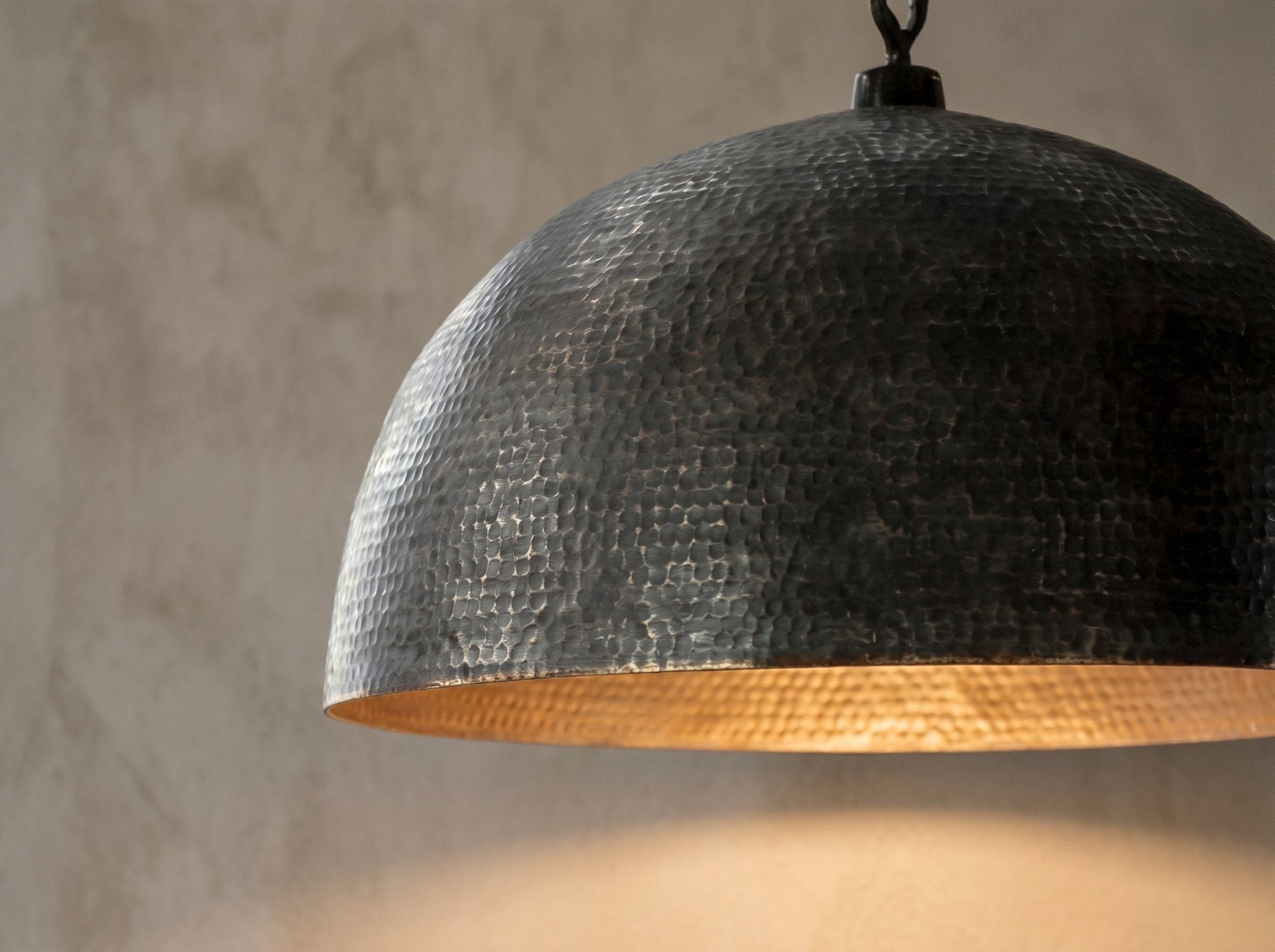 Black Farmhouse Copper Pendant Light - Patina Hanging Lampshade - Mettlemix