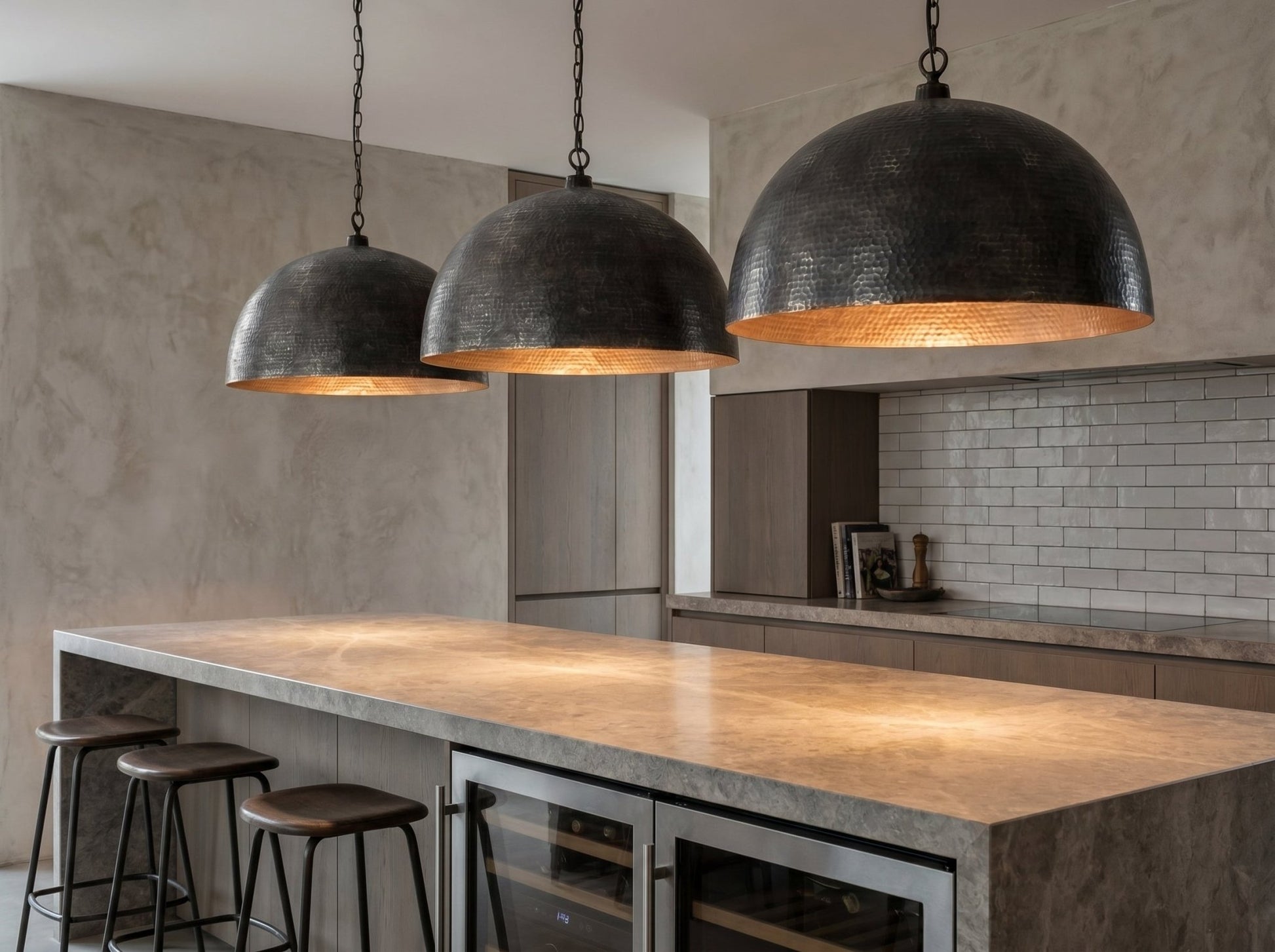 Black Farmhouse Copper Pendant Light - Patina Hanging Lampshade - Mettlemix