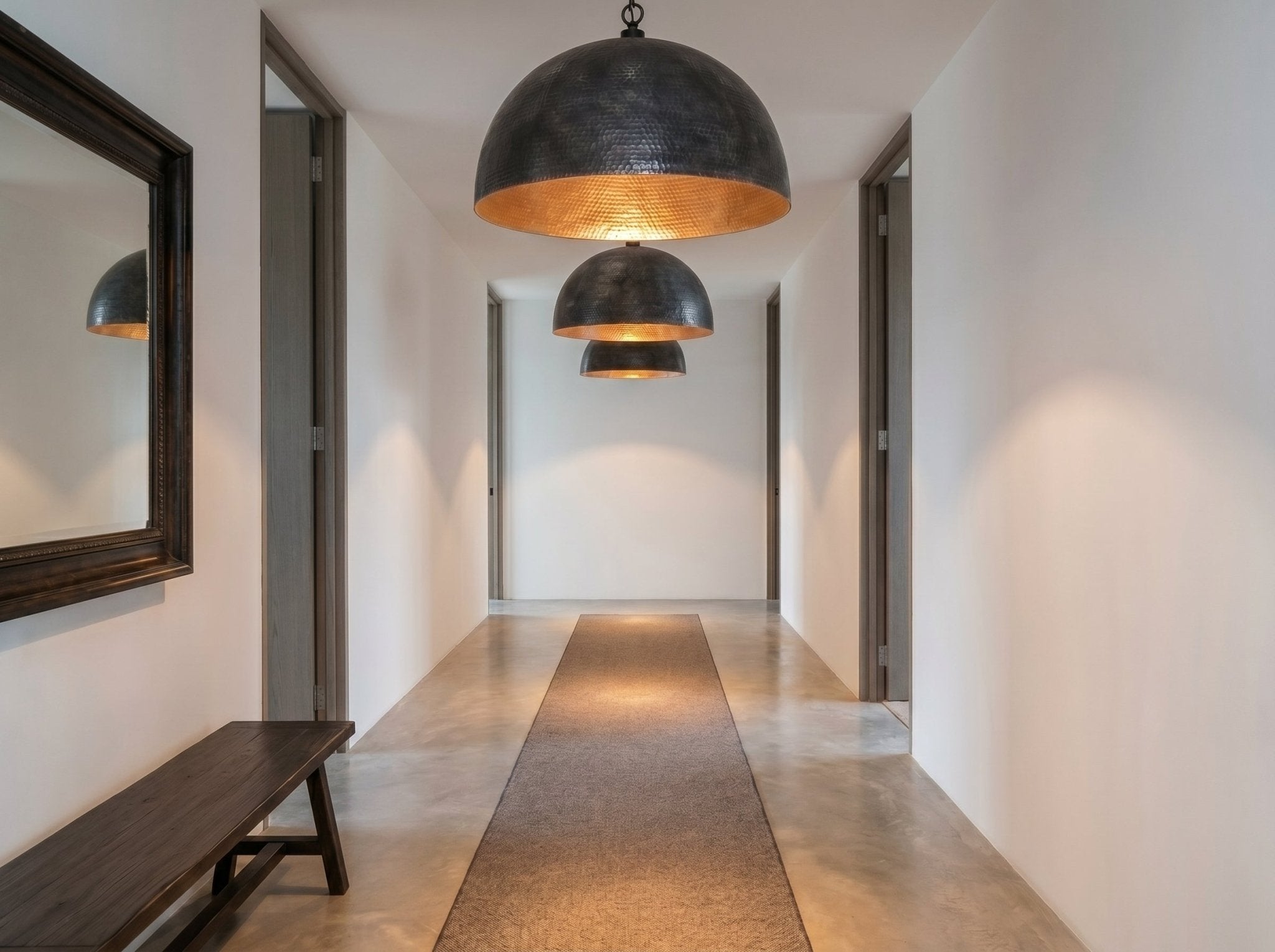Black Farmhouse Copper Pendant Light - Patina Hanging Lampshade - Mettlemix