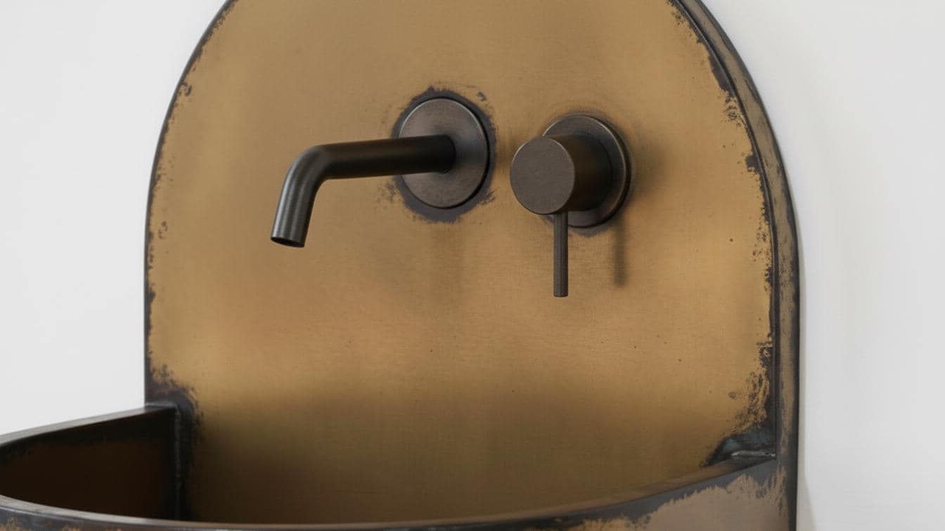 Black Patina Antique Brass Wall Sink - Semi Circular Basin - Mettlemix