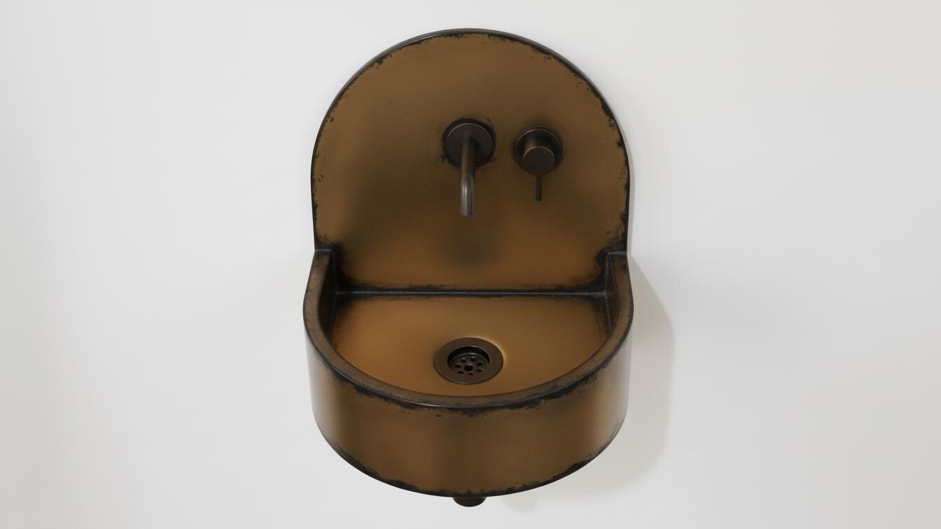 Black Patina Antique Brass Wall Sink - Semi Circular Basin - Mettlemix