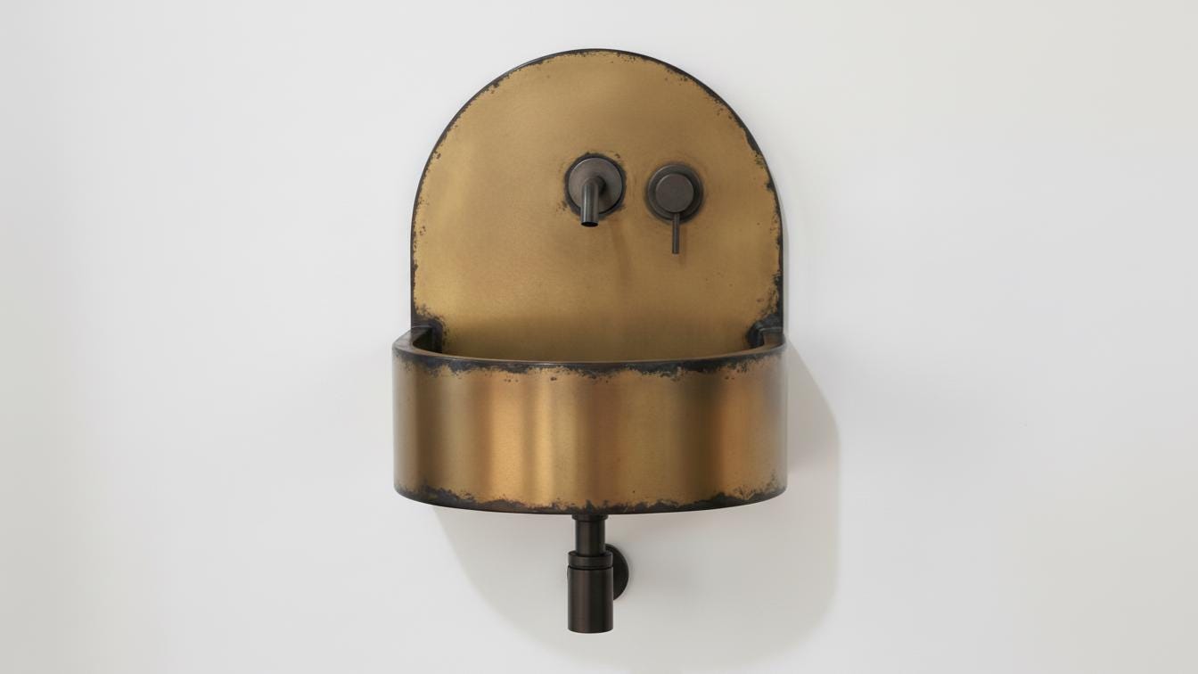 Black Patina Antique Brass Wall Sink - Semi Circular Basin - Mettlemix