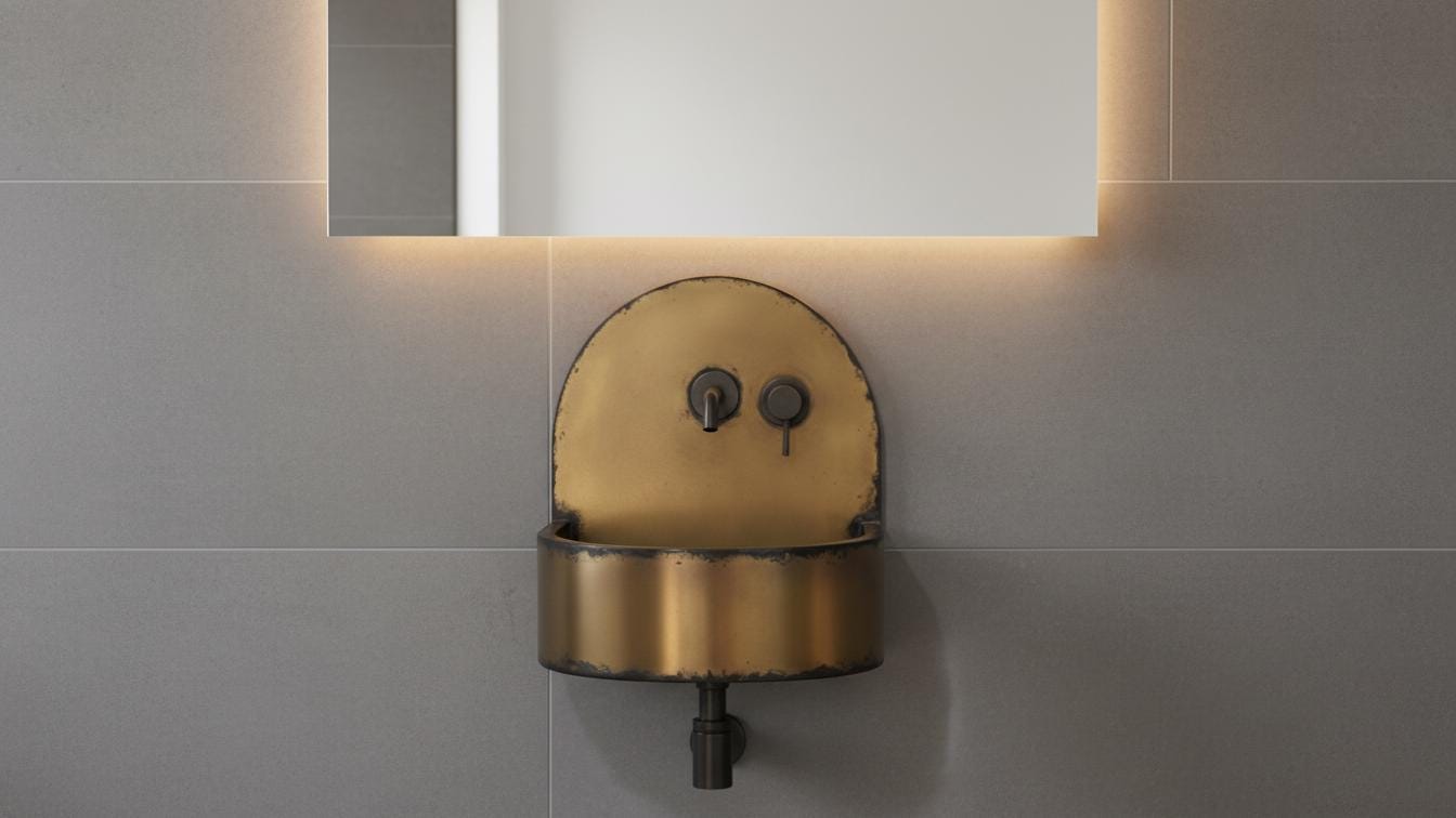 Black Patina Antique Brass Wall Sink - Semi Circular Basin - Mettlemix