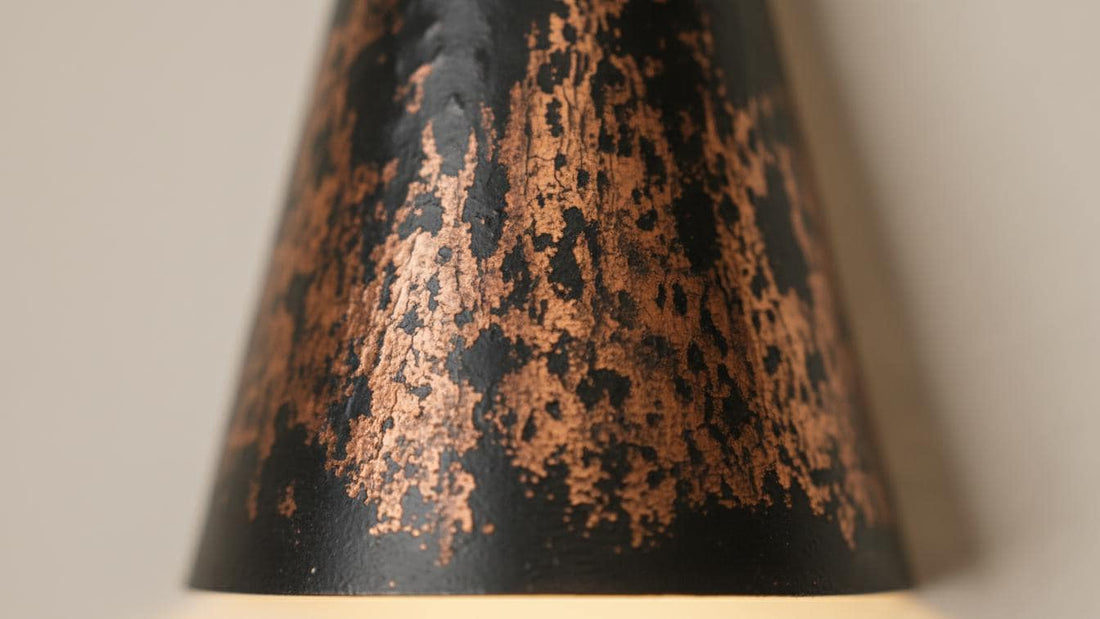 Black Patina Copper Cone Sconce - Hammered Artisan Wall Light - Mettlemix