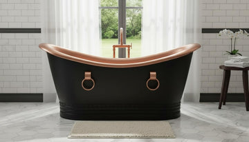 Black Patina Copper Freestanding Bathtub - Double Slipper Tub - Mettlemix