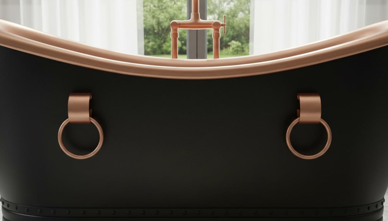 Black Patina Copper Freestanding Bathtub - Double Slipper Tub - Mettlemix