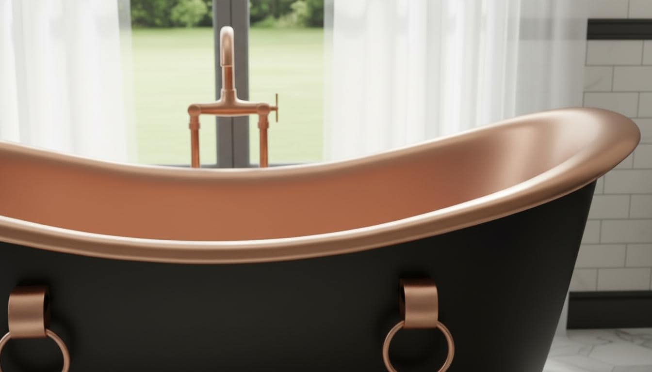 Black Patina Copper Freestanding Bathtub - Double Slipper Tub - Mettlemix