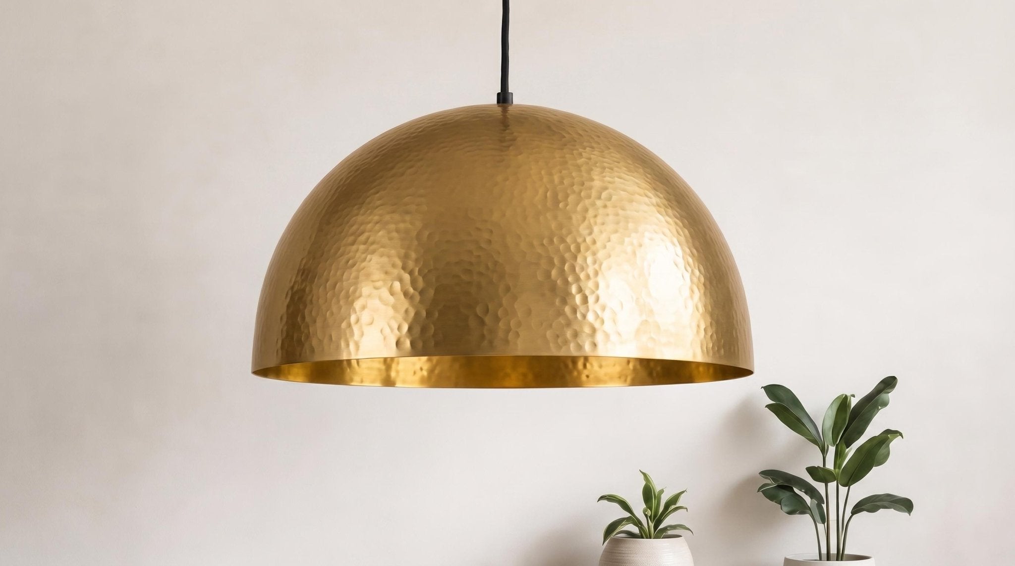 Brass Pendant Light, Gold Hammered Dome Ceiling Lamp, Handmade Kitchen Island Fixture, Modern Mid Century Boho Farmhouse Hanging Light - Mettlemix