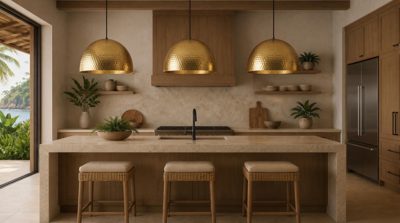 Brass Pendant Light, Gold Hammered Dome Ceiling Lamp, Handmade Kitchen Island Fixture, Modern Mid Century Boho Farmhouse Hanging Light - Mettlemix
