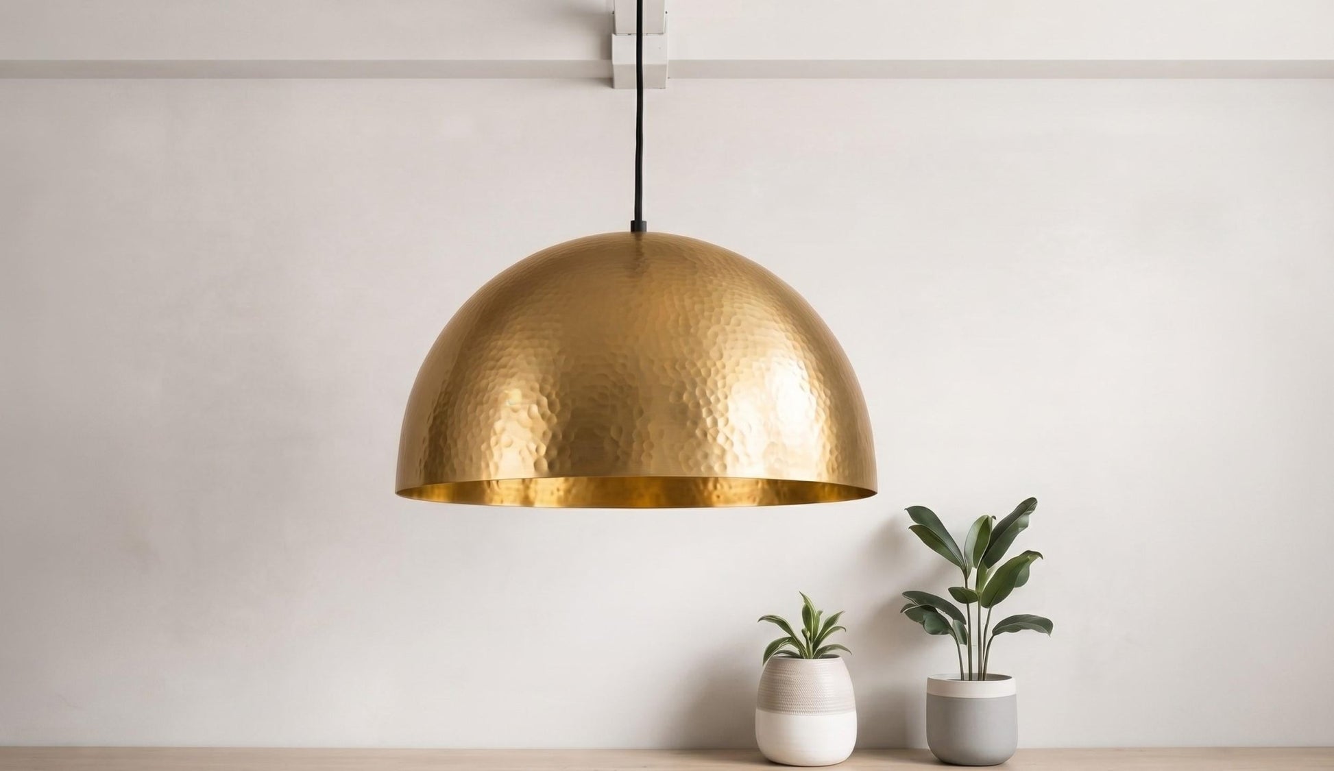 Brass Pendant Light, Gold Hammered Dome Ceiling Lamp, Handmade Kitchen Island Fixture, Modern Mid Century Boho Farmhouse Hanging Light - Mettlemix