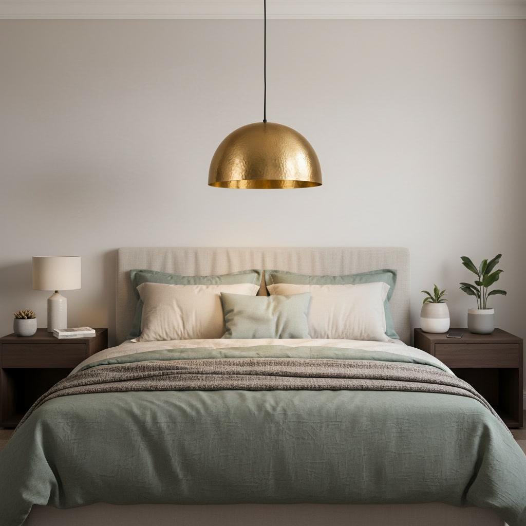 Brass Pendant Light, Gold Hammered Dome Ceiling Lamp, Handmade Kitchen Island Fixture, Modern Mid Century Boho Farmhouse Hanging Light - Mettlemix