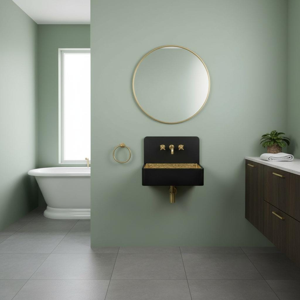 Brass Sink, Black Wall Mounted Basin, Floating Rectangular Washbasin, Hammered Brass Vanity Bowl, Industrial Sink - Mettlemix