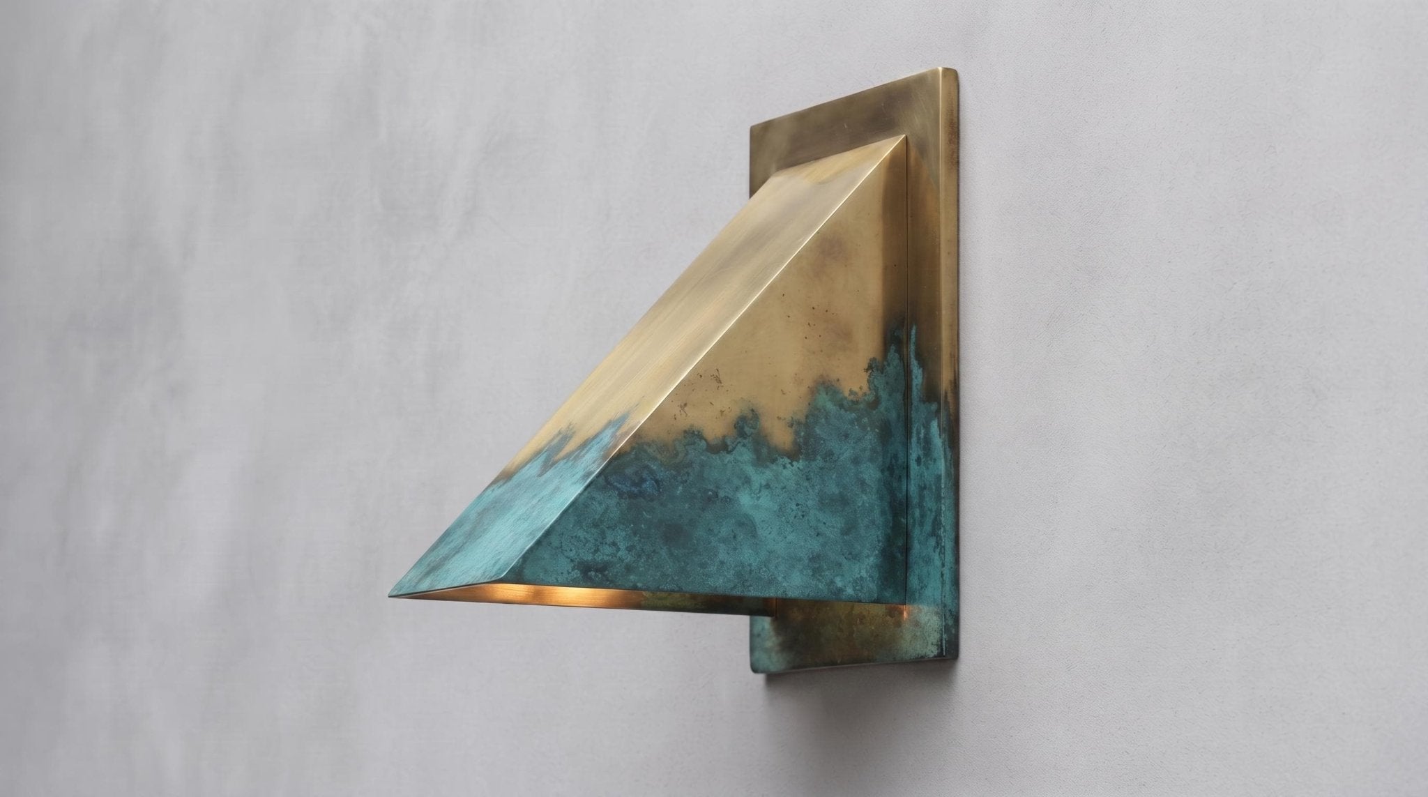 Brass Wall Sconce, Modern Triangle Wedge Wall Light, Solid Brass Indoor Outdoor Sconce, Geometric Entryway Hallway Wall Lamp Fixture - Mettlemix
